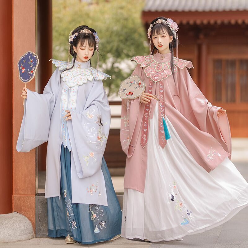 Han - suit female spring - autumn Chinese style of style of Chinese style leader long - shirt shoulder a small student