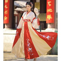 Affordable Hanfu Complete Set (Lacquered) female Xia China Wind and Jin Dynasty made a neckline break dress Spring and autumn fairy air flutter full set