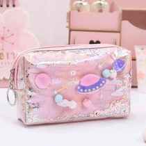 Large arble Pencil Case Laser Leather Pen Box Big akeup