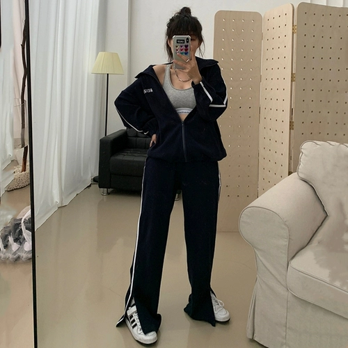 Модный осенний спортивный костюм для школьников, комплект для отдыха, свободный крой, в корейском стиле