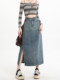 High-Waisted Side Slit Denim Skirt for Women 2025 Autumn and Winter New Design Mid-Length A-Line Skirt Hip-Hugging Skirt