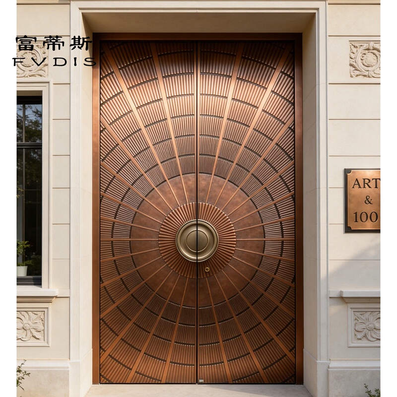 Luxurious Carved Cast Aluminum Villa Double Entry Doors, Rural Self-Built House Entrance Doors, Double Four-Door Design