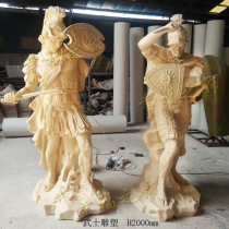 Custom sandstone sculpture samurai sandstone sculpture villa luxury hotel sandstone figure samurai decoration