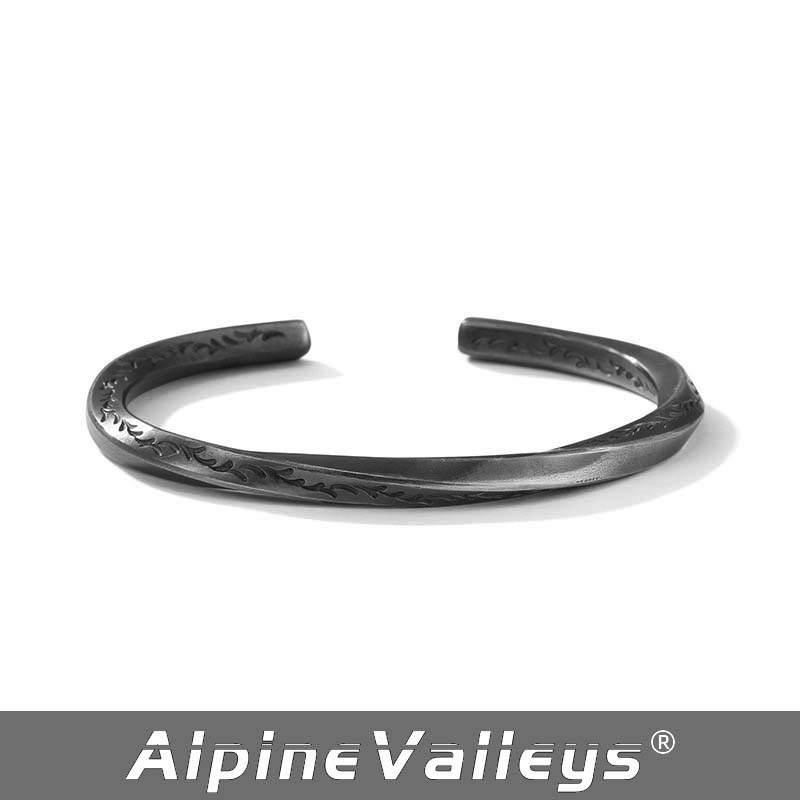 Viking Battle Bracelet Men's Bracelet Handmade Mobius Bracelet Ring Tang Grass Pattern Open Men's Trendy Retro Silver Bracelet