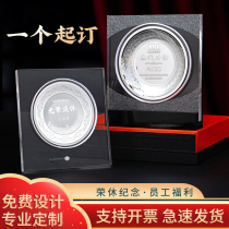 999 sterling silver commemorative plate customized company annual meeting employee reward souvenir customized retirement ornaments gifts