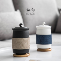 Sanxun Landscape mug Ceramic filter teacup with lid Office tea cup Couple water cup Portable