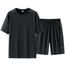 2024 new ice silk quick-drying short-sleeved sportswear suit mens summer casual t-shirt shorts two-piece set