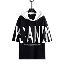 Hong Kong style t-shirt mens summer short-sleeved mens Japanese style tops t-shirts youth hooded t-shirts trendy brand tops