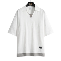 Outlet NASA short-sleeved mens t-shirt mens summer 2023 new fashion brand trendy fake two-piece casual top