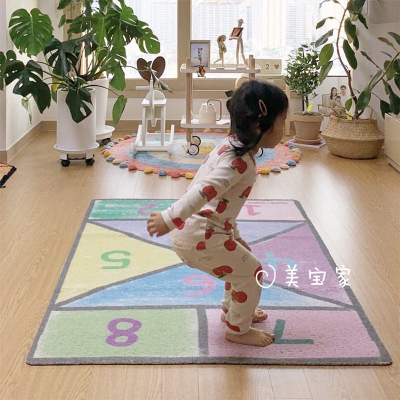 ins new hop grid ground mat anti-slip kid play rug baby crawl cushion children room decoration ground mat