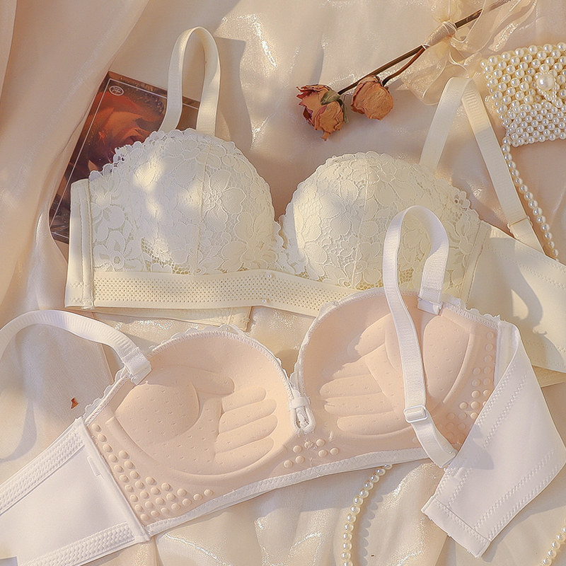 No shoulder strap lingerie female gather small breasted girl wind pure desire to receive the auxiliary milk anti-sagging upper house bra hood suit bra