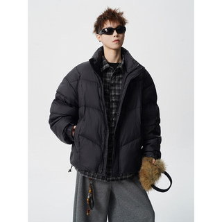 Fake Two-Piece Plaid Patchwork Stand-Up Collar Cotton Jacket for Men, Winter Thickened Warm Cotton Coat, Trendy Brand Loose Cool Cotton Outerwear