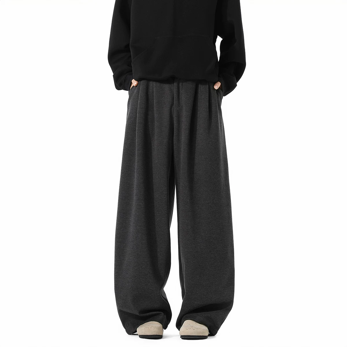 Стритные брюки для спорта унисекс черные спортивные штаны, oversize, свободный крой
