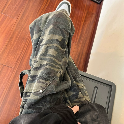 Камуфляжные джинсы, брендовые штаны, осенние, в американском стиле, свободный прямой крой