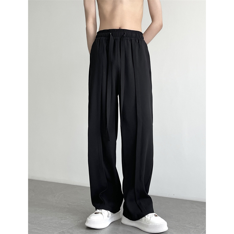 American-Style Black Extended Casual Trousers for Men, Trendy Brand, Loose Straight-Leg, Drapey, High-End Wide-Leg Pants