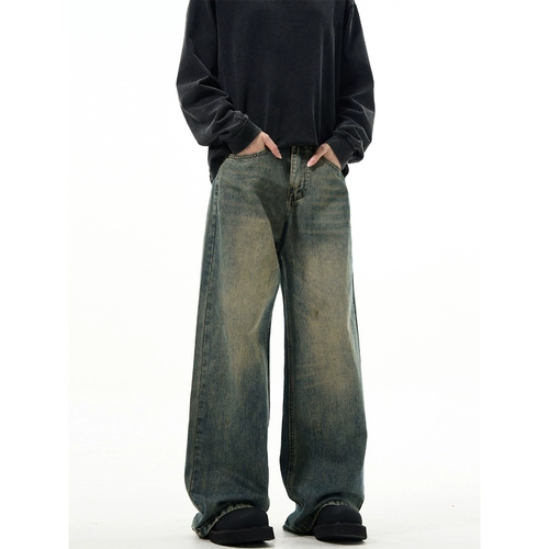 Джинсы, штаны, в американском стиле, свободный прямой крой