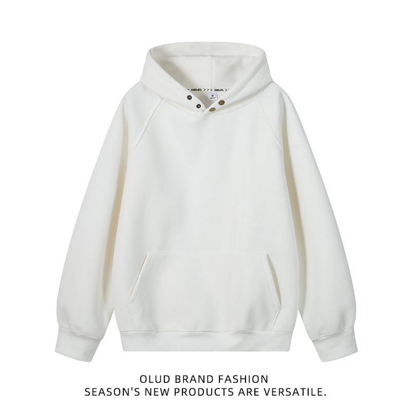 480g American-Style Button-Up Hoodie for Men, Trendy Brand, Heavyweight, Loose Fit, Solid Color, Versatile, High Street, Couple Hoodie Jacket