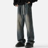Осенние джинсы, штаны, повседневные брюки, в американском стиле, свободный прямой крой, оверсайз