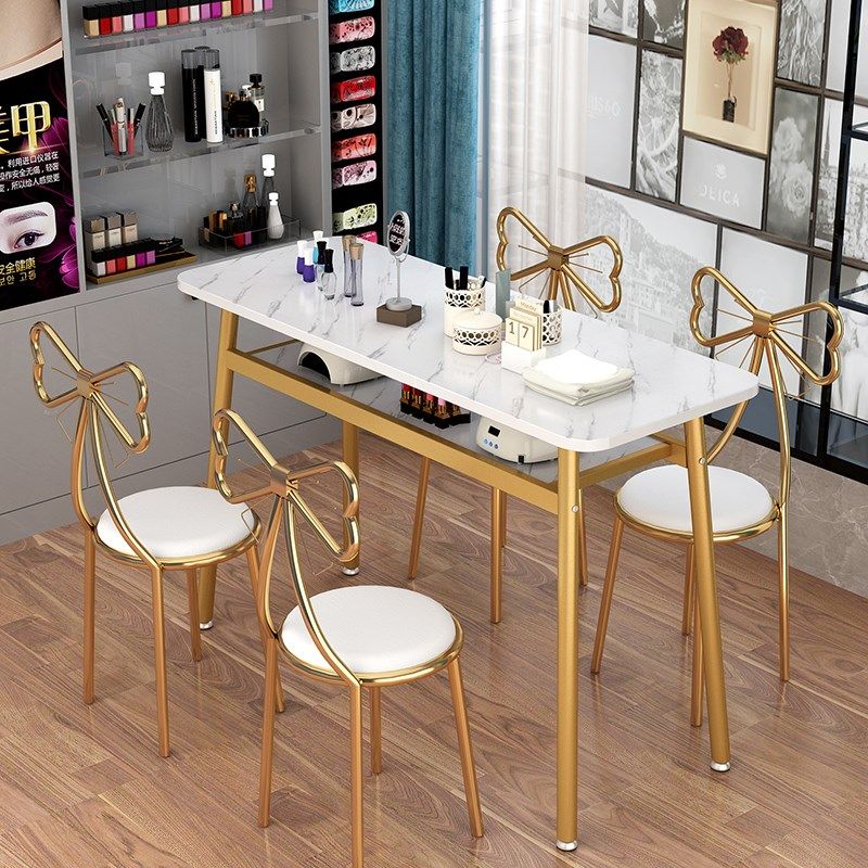 Manicure table and chair set European style simple net red economical single small double wrought iron manicure table special offer