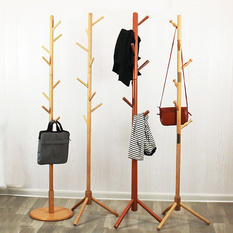 Doorway hanging bag rack floor solid wood clothes hat rack bedroom combined hanging vertical hanger home single-pole simple hanging hanger