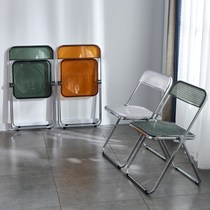 Minimalist home dining chair sat high 45cm net red transparent chair backrest acrylic folding chair clothing store photo stool