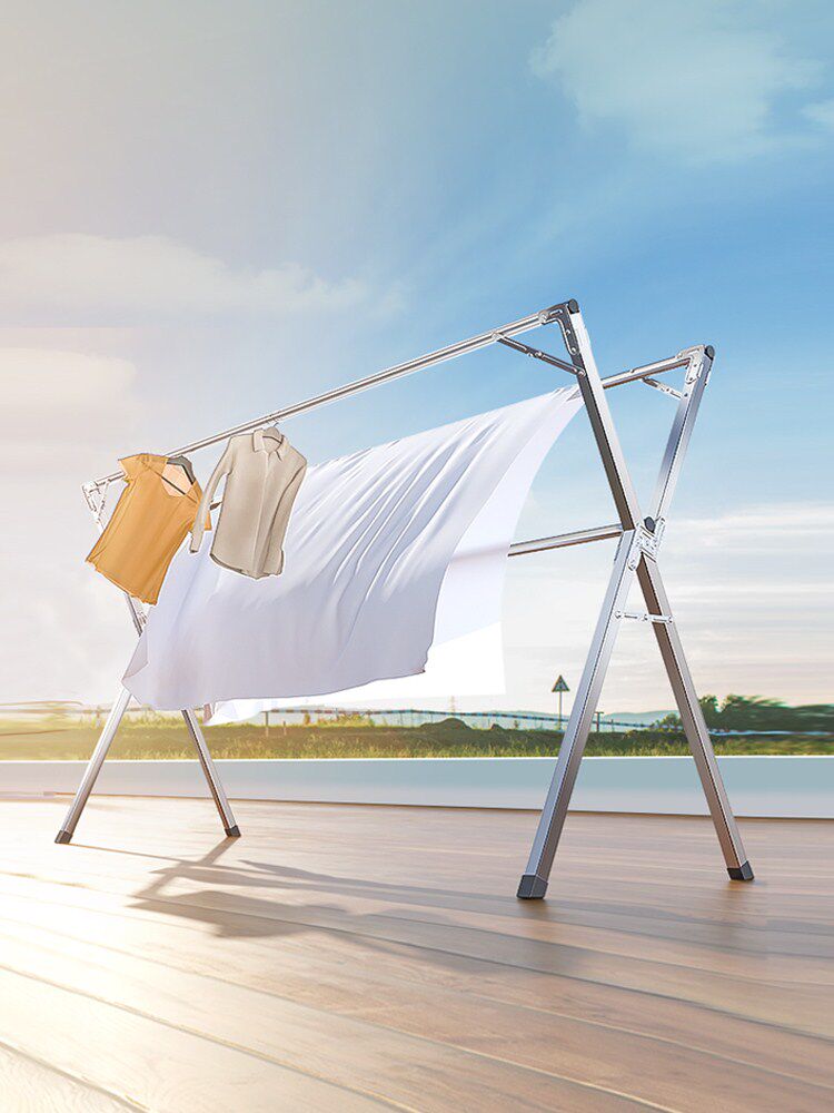 Folding clothes rack floor indoor home Balcony Bedroom Stainless Steel Outdoor Cool Telescopic and Sunburn Quilt