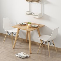 Dining table and chair combination household small apartment living room kitchen dual use simple modern European style solid wood leg round square table