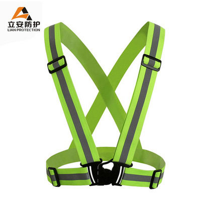 Reflective strap 4cm fluorescent green elastic adjustable reflective vest night running riding strap sports elastic strap