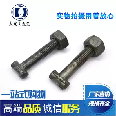 Fastener screw flat head semicircular head steel pipe fastener T-shaped T-wire construction square head bolt National standard 12*70 promotion