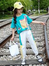 Chrome Anta Goose Girl Girl Net Red Suit 2022 New Summer Clothing Fashion Foreign Air Large Children Sports Children Short Sleeve Summer