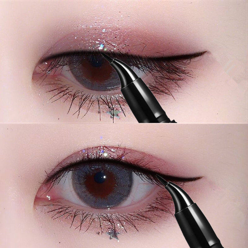 (Bending 25 degrees does not block the line of sight) eyeliner waterproof non-smudge thin head waterproof anti-sweat eyeliner long-lasting eyeliner