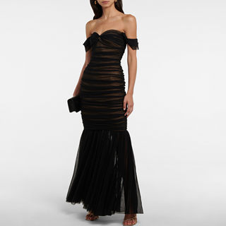 未来复古纽约设计师NK 女款 网纱褶皱鱼尾轻婚纱 抹胸礼服 多色