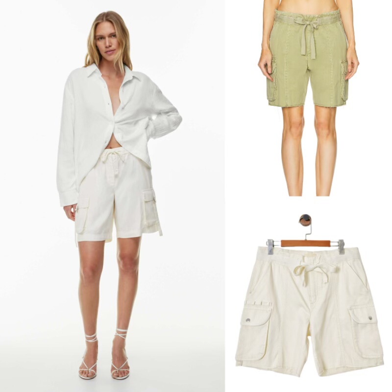 Los Angeles Niche Grl*Rnd Women's White Sweet Cool Style Street Multi-Pocket Cargo Shorts Casual Pants