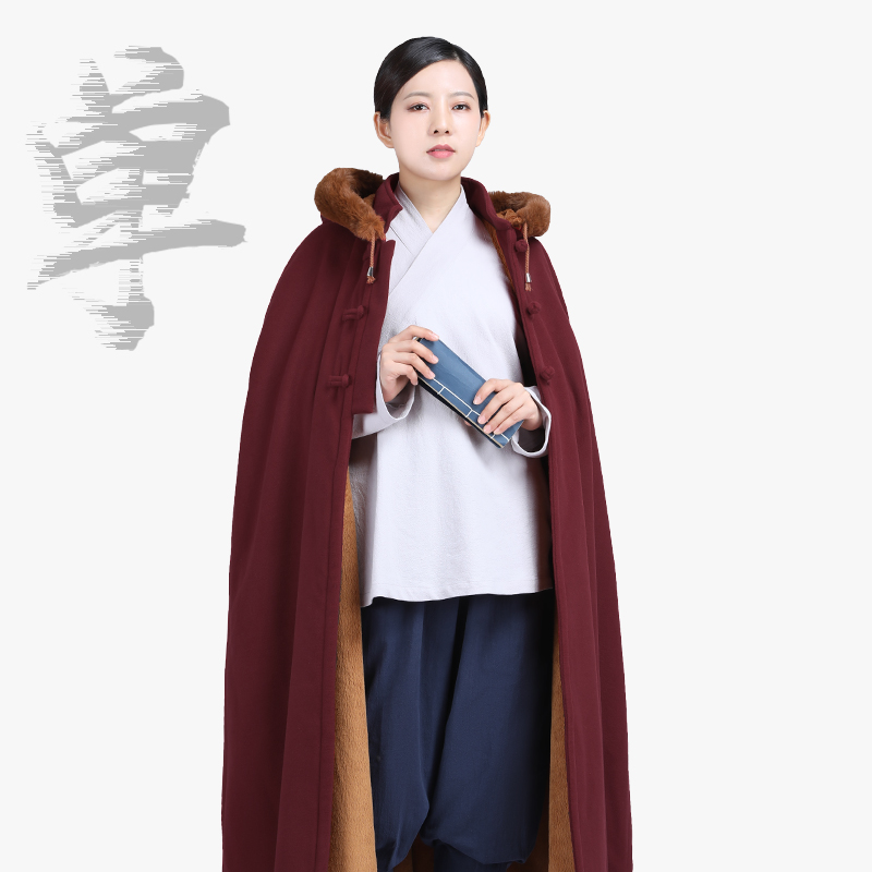 phong cách Trung Quốc xa đơn tay mùa đông cộng với nhung choàng áo choàng tu sĩ của thiền váy áo choàng tu sĩ ấm