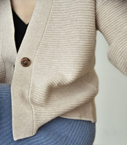 APCSHOP autumn winter new guests for suede lady V collar loose pure color long sleeve knit heavy lush cashmere cardiff