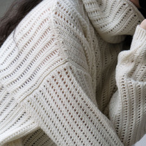 APCSHOP meaning small wild velvet tip woven hollow heavy base high neck small loose pullover cashmere sweater