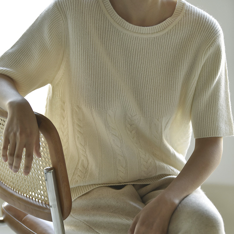 APC lean custom 21 autumn winter new suede tip round collar cover head casual short sleeve fine thread twisted cashmere cardiff