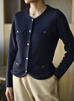 APCSHOP New Sharing Spring Autumn Season Lady Commute 100 lap jacket Long sleeves Knitted Round Collar Pure Cashmere Cardiovert