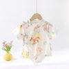 2026 Newborn Baby Coverall Short-Sleeved Thin Climbing Baby Jumpsuit Pure Cotton Summer Male and Female Baby Triangle Harness
