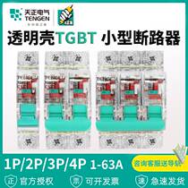 Tiancheng transparent housing air switch TGBT small circuit breaker 63A short circuit protection 1P2P construction site Switch 3p