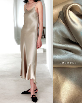 commuse2020 summer imported tri-acetic acid satin temperament minimalist diagonal cut thin mid-length suspender dress