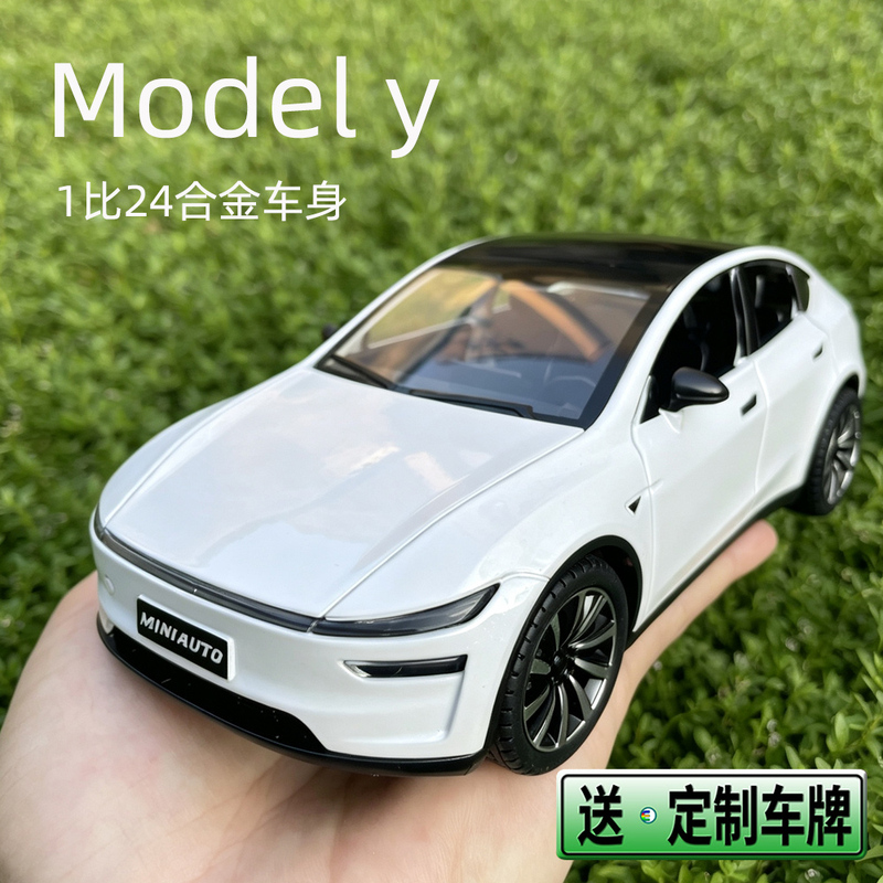 1:24 Scale Tesla Model Y Alloy Car Model with Opening Doors and Lights, Toy Car Model Decoration