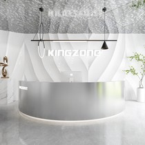 Simple modern company stainless steel front desk beauty salon reception desk barber shop clothing store curved bar cashier