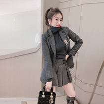 High level Sensation Fried Street Salt Department Suit Jacket Woman Spring Autumn Korean version Inren Wind West suit Pepsi Skirt Suit Foreign Air Weight Reduction