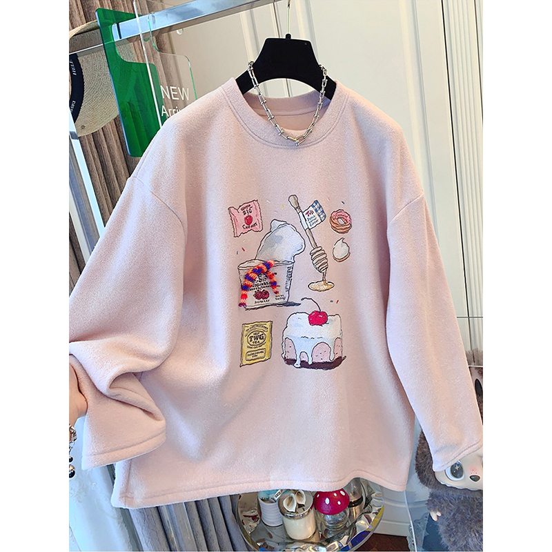 Fashionable and Sweet Style for Young Moms, Age-Reducing Soft Towel Material Long-Sleeve Sweatshirt for Women, Early Autumn Loose Top Trendy Fashionable and Sweet Style for Young Moms, Age-Reducing Soft Towel Material Long-Sleeve Sweatshirt for Women, Early Autumn Loose Top Trendy