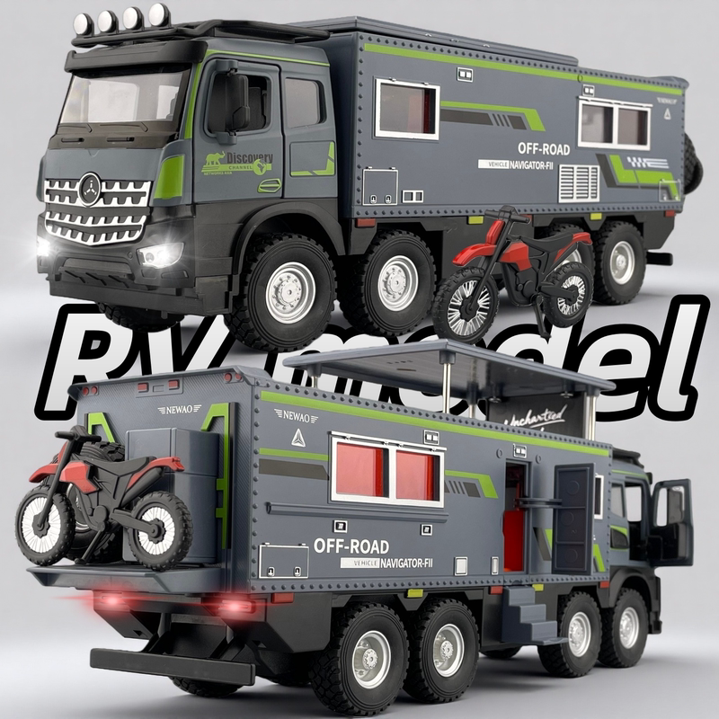 Large Mercedes-Benz 1:18 Travel Rv Off-Road Alloy Car Model Camper Van Simulation Boy Toy Birthday Gift