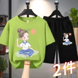 Футболка с коротким рукавом, летний тонкий комплект, детская летняя одежда, короткий рукав, в западном стиле, 2025 года, детская одежда