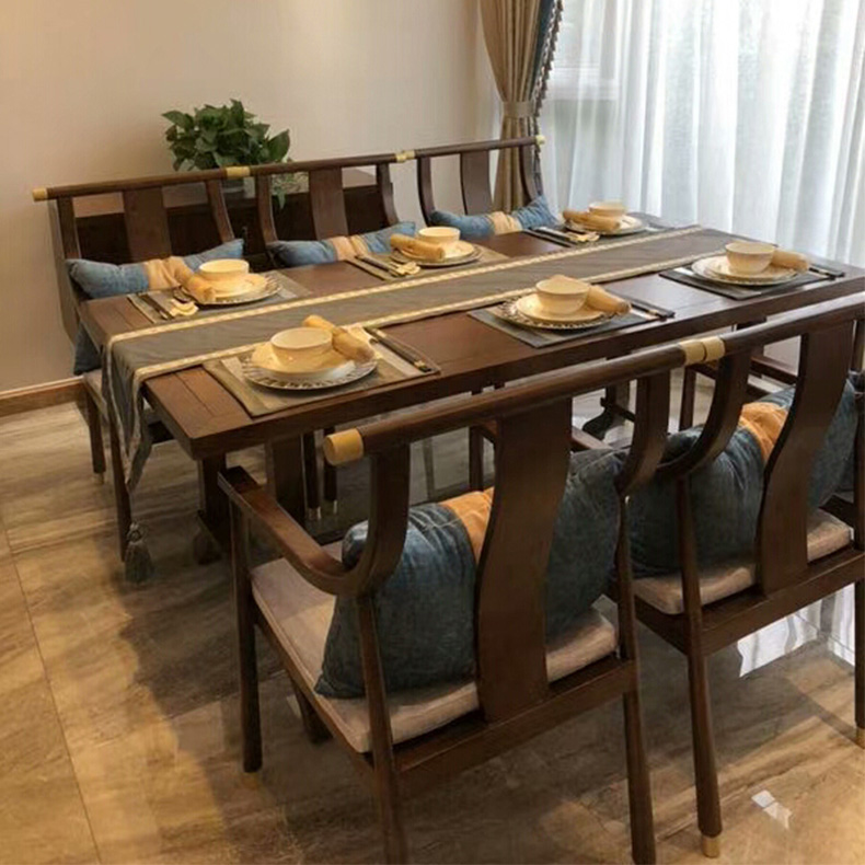 New Chinese dining table solid wood ash willow dining table small apartment Zen rectangular table modern villa dining room dining table and chairs