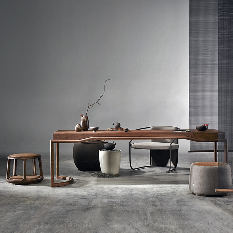 New Chinese-style tea table and chair combination Zen solid wood tea table simple tea art table high-end tea room tea space furniture