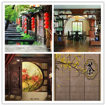 Chinese wind photo hangover Xuanguan ancient style Zen Mood Decoration Painting Anchor Background Cloth 3d Direct sowing room Background wall
